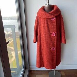 Vintage 50/60 burnt orange Wool Coat size M by Junior Dress shop made in USA